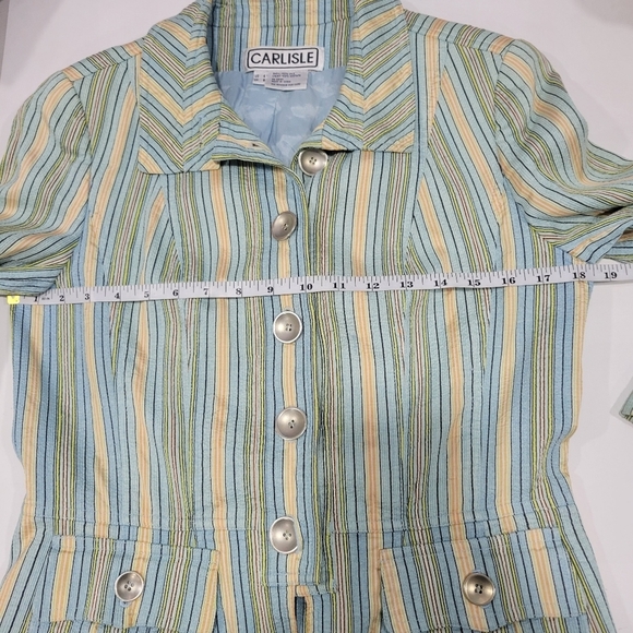 VINTAGE Carlisle Striped Silk Lined Jacket Blazer Career Size 6 - Picture 12 of 15